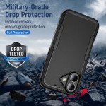 Wholesale Heavy Duty Strong Armor Hybrid Trailblazer Case Cover for Apple iPhone 16 (Black)
