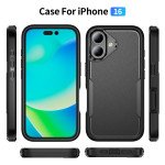 Wholesale Heavy Duty Strong Armor Hybrid Trailblazer Case Cover for Apple iPhone 16 (Black)