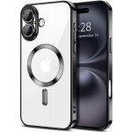 Wholesale Premium Chrome Design Transparent Magnetic Ring Case with Camera Protection for Apple iPhone 16 Plus (Black)