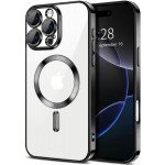 Wholesale Premium Chrome Design Transparent Magnetic Ring Case with Camera Protection for Apple iPhone 16 Pro Max (Black)