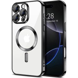 Premium Chrome Design Transparent Magnetic Ring Case with Camera Protection for Apple iPhone 16 Pro Max (Black) Premium Chrome Design Transparent Magnetic Ring Case with Camera Protection for Apple iPhone 16 Pro Max (Black)