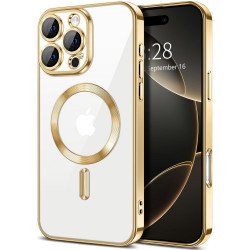 Premium Chrome Design Transparent Magnetic Ring Case with Camera Protection for Apple iPhone 16 Pro Max (Gold) Premium Chrome Design Transparent Magnetic Ring Case with Camera Protection for Apple iPhone 16 Pro Max (Gold)