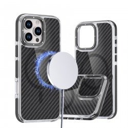 Carbon Fiber Style Neon Bumper Magnetic Protective Cover Case for iPhone 16 Plus (Black) Carbon Fiber Style Neon Bumper Magnetic Protective Cover Case for iPhone 16 Plus (Black)