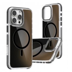 Stylish Two-Tone Neon Bumper Magnetic MagSafe Compatible Cover Case for iPhone 16 (Black)