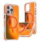 Wholesale Stylish Two-Tone Neon Bumper Magnetic MagSafe Compatible Cover Case for iPhone 16 Pro Max (Orange)