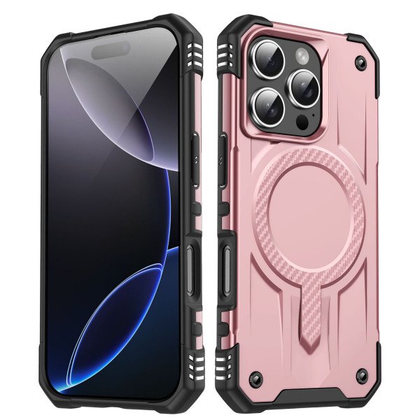 Wholesale Full Body Super MagSafe Military Grade Protection Heavy Duty Shockproof Case for Apple iPhone 16 Pro Max (Rose Pink)