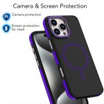 Wholesale Matte Finish Magnetic Magsafe Compatible Camera Lens Protection Kickstand Cover Case for iPhone 16 (Black)