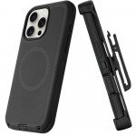 Heavy Duty Armor Protection Cover Case with Magnetic Wireless Charging and Belt Clip for Apple iPhone 16 Pro Max (Black)