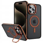 Wholesale Premium Matte Finish Magnetic Super Magsafe Camera Protection Lens Kickstand Case for Apple iPhone 16 Pro Max (Orange)