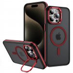 Wholesale Premium Matte Finish Magnetic Super Magsafe Camera Protection Lens Kickstand Case for Apple iPhone 16 Pro Max (Red)