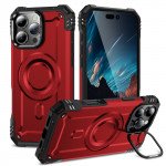 Wholesale Full Body Magnetic MagSafe Military-Grade Shockproof Protective Case with Kickstand for Apple iPhone 16 Pro Max (Red)