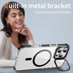 Wholesale Transparent Super MagSafe Bumper Case with Lens Kickstand Camera Protection for Apple iPhone 16 Pro Max (Black)