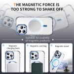 Wholesale Transparent Super MagSafe Bumper Case with Lens Kickstand Camera Protection for Apple iPhone 16 Pro Max (Blue)