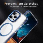 Wholesale Transparent Super MagSafe Bumper Case with Lens Kickstand Camera Protection for Apple iPhone 16 Pro Max (Blue)