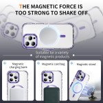Wholesale Transparent Super MagSafe Bumper Case with Lens Kickstand Camera Protection for Apple iPhone 16 Pro Max (Purple)