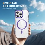 Wholesale Transparent Super MagSafe Bumper Case with Lens Kickstand Camera Protection for Apple iPhone 16 Pro Max (Purple)