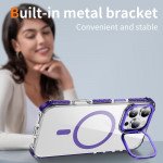 Wholesale Transparent Super MagSafe Bumper Case with Lens Kickstand Camera Protection for Apple iPhone 16 Pro Max (Purple)