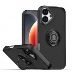 Slim Hybrid Shockproof Phone Case with Kickstand Ring for Apple iPhone 17 (Black)