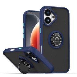 Slim Hybrid Shockproof Phone Case with Kickstand Ring for Apple iPhone 17 (Navy Blue)