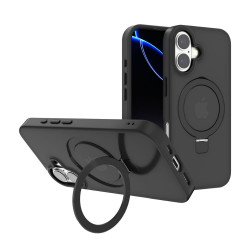 Sleek Metallic Finish Protective Armor Magnetic Magsafe Ring Stand Phone Case with Metallic Buttons for Apple iPhone 17 (Black) Sleek Metallic Finish Protective Armor Magnetic Magsafe Ring Stand Phone Case with Metallic Buttons for Apple iPhone 17 (Black)