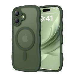 Curly Wavy Design Grip Matte Translucent Phone Case with Magnetic Magsafe Ring and Camera Protection for Apple iPhone 17 (Green) Curly Wavy Design Grip Matte Translucent Phone Case with Magnetic Magsafe Ring and Camera Protection for Apple iPhone 17 (Green)