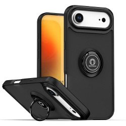 Slim Hybrid Shockproof Phone Case with Kickstand Ring for Apple iPhone 17 Air (Black) Slim Hybrid Shockproof Phone Case with Kickstand Ring for Apple iPhone 17 Air (Black)
