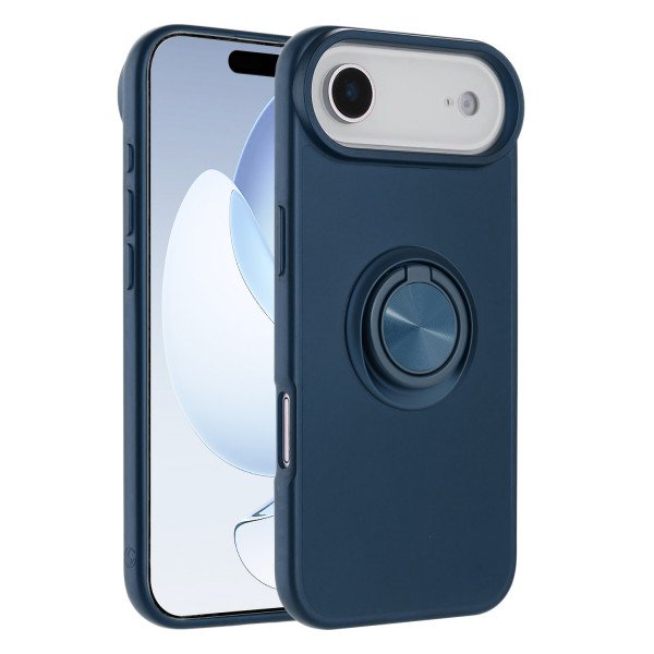 Wholesale Shockproof Kickstand Phone Case with Glossy Finish – Superior Protection & Built-In Ring for Apple iPhone 17 Air (Blue)
