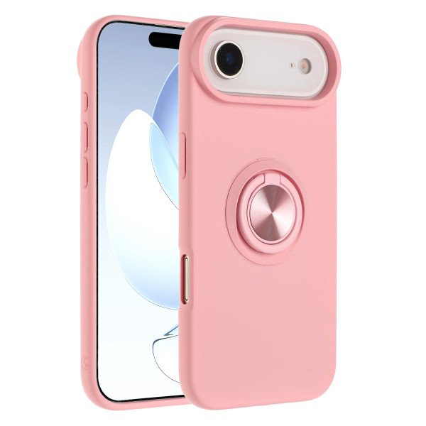 Wholesale Shockproof Kickstand Phone Case with Glossy Finish – Superior Protection & Built-In Ring for Apple iPhone 17 Air (Pink)