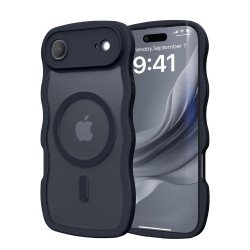 Curly Wavy Design Grip Matte Translucent Phone Case with Magnetic Magsafe Ring and Camera Protection for Apple iPhone 17 Air (Black) Curly Wavy Design Grip Matte Translucent Phone Case with Magnetic Magsafe Ring and Camera Protection for Apple iPhone 17 Air (Black)