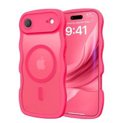 Curly Wavy Design Grip Matte Translucent Phone Case with Magnetic Magsafe Ring and Camera Protection for Apple iPhone 17 Air (Hot Pink) Curly Wavy Design Grip Matte Translucent Phone Case with Magnetic Magsafe Ring and Camera Protection for Apple iPhone 17 Air (Hot Pink)