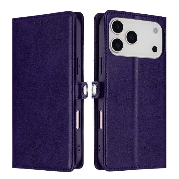 Wholesale Wallet Phone Case with PU Leather, Card Holder Slot & Foldable Front Cover – Elegant Protection for Apple iPhone 17 Pro (Purple)