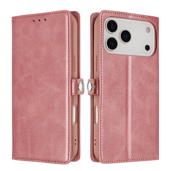 Wholesale Wallet Phone Case with PU Leather, Card Holder Slot & Foldable Front Cover – Elegant Protection for Apple iPhone 17 Pro (Rose Gold)