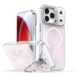 Color Gradient Design Magnetic Ring Phone Case with Camera Lens Kickstand for Apple iPhone 17 Pro (White)