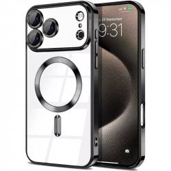 Premium Chrome Design Transparent Magnetic Ring Case with Camera Protection for Apple iPhone 17 Pro (Black) Premium Chrome Design Transparent Magnetic Ring Case with Camera Protection for Apple iPhone 17 Pro (Black)