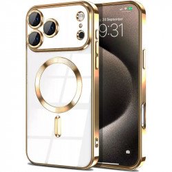 Premium Chrome Design Transparent Magnetic Ring Case with Camera Protection for Apple iPhone 17 Pro (Gold) Premium Chrome Design Transparent Magnetic Ring Case with Camera Protection for Apple iPhone 17 Pro (Gold)