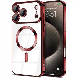 Premium Chrome Design Transparent Magnetic Ring Case with Camera Protection for Apple iPhone 17 Pro Max (Red) Premium Chrome Design Transparent Magnetic Ring Case with Camera Protection for Apple iPhone 17 Pro Max (Red)