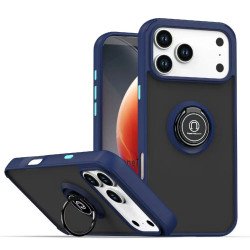Slim Hybrid Shockproof Phone Case with Kickstand Ring for Apple iPhone 17 Pro (Navy Blue)