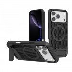 Heat Dissipation Device Cooling Magnetic Magsafe Ring Phone Case with Built-in Kickstand for Apple iPhone 17 Pro Max (Black)