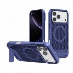 Heat Dissipation Device Cooling Magnetic Magsafe Ring Phone Case with Built-in Kickstand for Apple iPhone 17 Pro Max (Blue)
