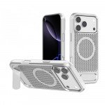 Heat Dissipation Device Cooling Magnetic Magsafe Ring Phone Case with Built-in Kickstand for Apple iPhone 17 Pro Max (Silver)