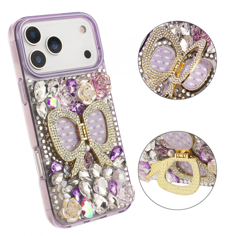 Wholesale Shiny Butterfly Kickstand Phone Case with Bling