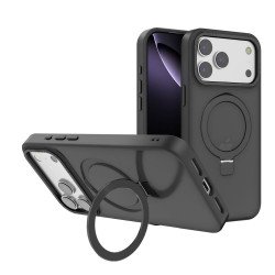 Sleek Metallic Finish Protective Armor Magnetic Magsafe Ring Stand Phone Case with Metallic Buttons for Apple iPhone 17 Pro (Black) Sleek Metallic Finish Protective Armor Magnetic Magsafe Ring Stand Phone Case with Metallic Buttons for Apple iPhone 17 Pro (Black)