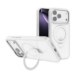 Sleek Metallic Finish Protective Armor Magnetic Magsafe Ring Stand Phone Case with Metallic Buttons for Apple iPhone 17 Pro (White) Sleek Metallic Finish Protective Armor Magnetic Magsafe Ring Stand Phone Case with Metallic Buttons for Apple iPhone 17 Pro (White)