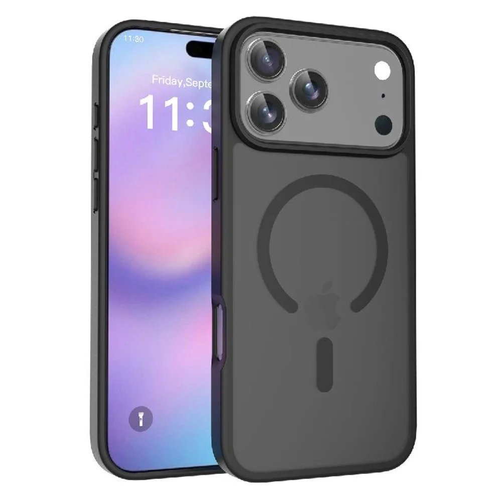 Wholesale Clear Magnetic Magsafe TPU Phone Case for Apple iPhone 17 Pro Max  (Black)
