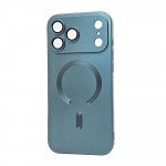 Slim Metallic Magnetic Phone Case with Built-In Camera Lens Cover for Apple iPhone 17 Pro Max (Blue)