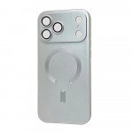 Slim Metallic Magnetic Phone Case with Built-In Camera Lens Cover for Apple iPhone 17 Pro Max (Silver)