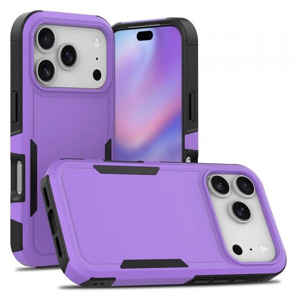Wholesale Heavy Duty Slim Hybrid Shockproof Armor Phone Case for Apple iPhone 17 Pro Max (Purple)