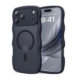 Curly Wavy Design Grip Matte Translucent Phone Case with Magnetic Magsafe Ring and Camera Protection for Apple iPhone 17 Pro (Black) Curly Wavy Design Grip Matte Translucent Phone Case with Magnetic Magsafe Ring and Camera Protection for Apple iPhone 17 Pro (Black)