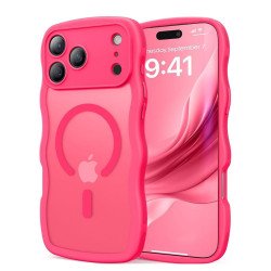 Curly Wavy Design Grip Matte Translucent Phone Case with Magnetic Magsafe Ring and Camera Protection for Apple iPhone 17 Pro (Hot Pink) Curly Wavy Design Grip Matte Translucent Phone Case with Magnetic Magsafe Ring and Camera Protection for Apple iPhone 17 Pro (Hot Pink)