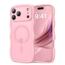 Curly Wavy Design Grip Matte Translucent Phone Case with Magnetic Magsafe Ring and Camera Protection for Apple iPhone 17 Pro (Pink) Curly Wavy Design Grip Matte Translucent Phone Case with Magnetic Magsafe Ring and Camera Protection for Apple iPhone 17 Pro (Pink)